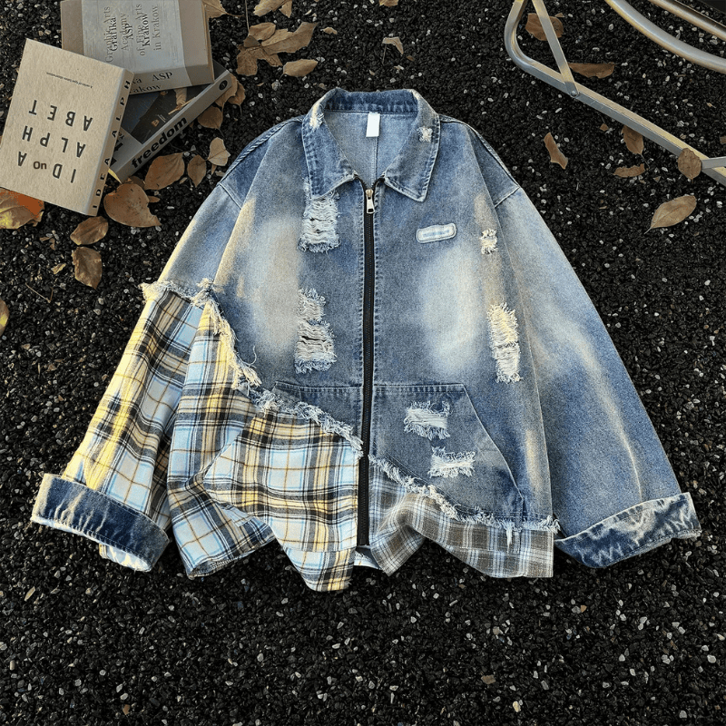 Distressed Patchwork Jacket
